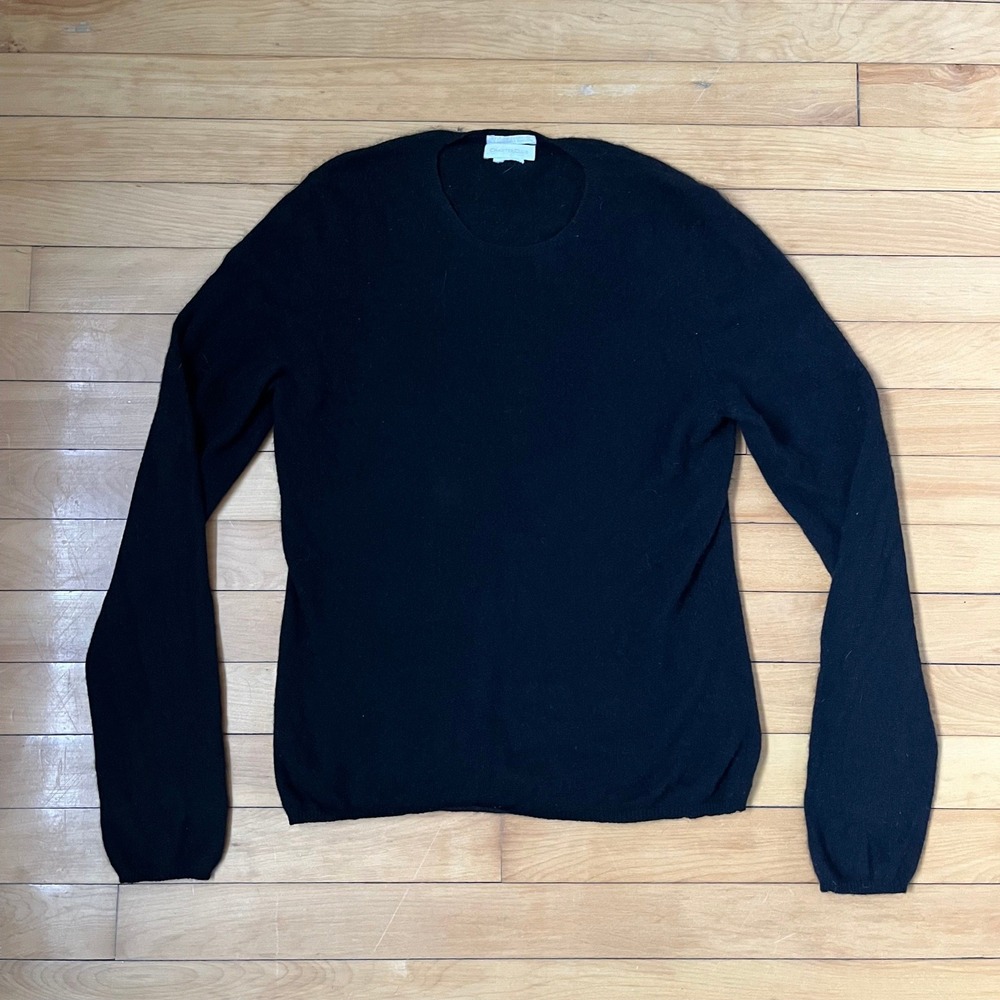 Charter Club Black 100% Cashmere 2-Ply Crewneck Sweater Long Sleeve Pullover